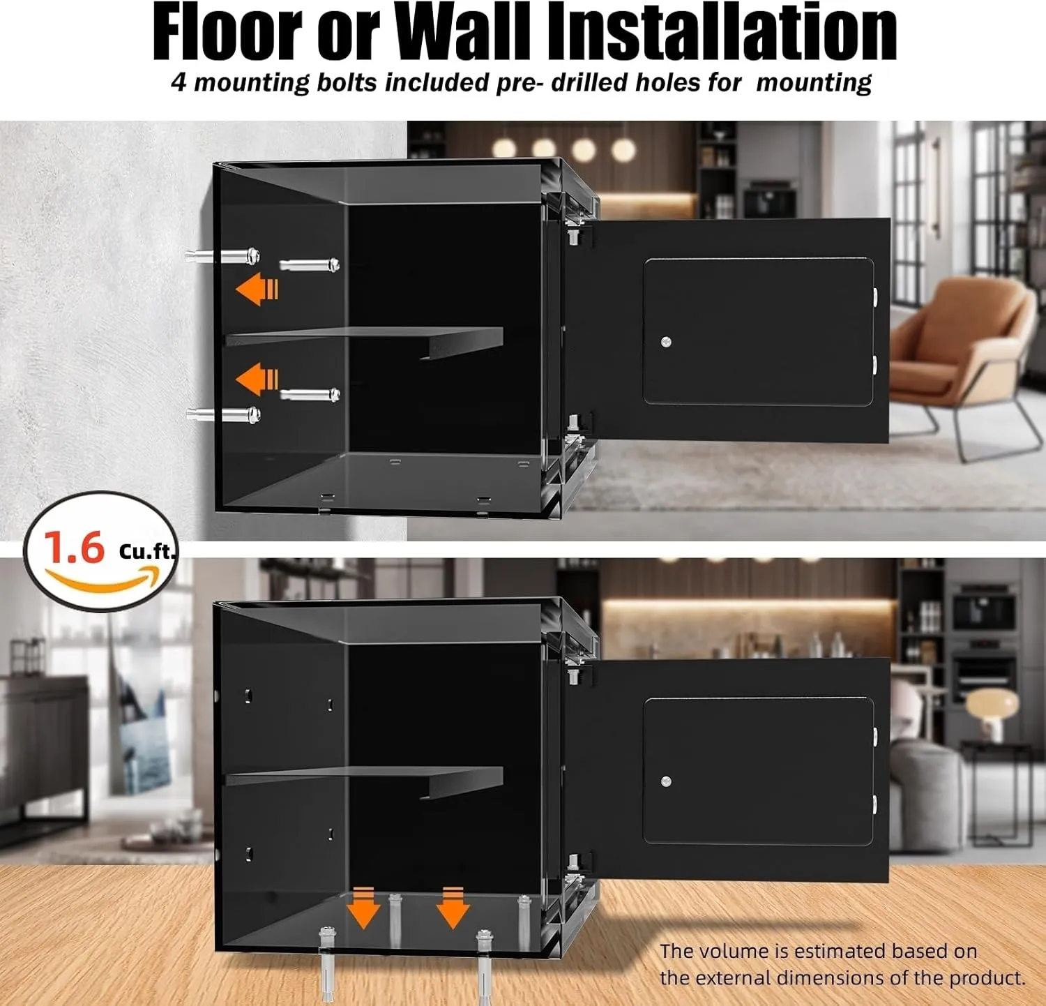[ 1.6 Cu.ft. ]PATRON Fireproof Safe for Home,Document Safe Box Office,Digital Security Home Safes,Cabinet Safes for Money Cash,Wall Safes with Electronic Keypad for Hotel House Business,1.6 Cu.ft.