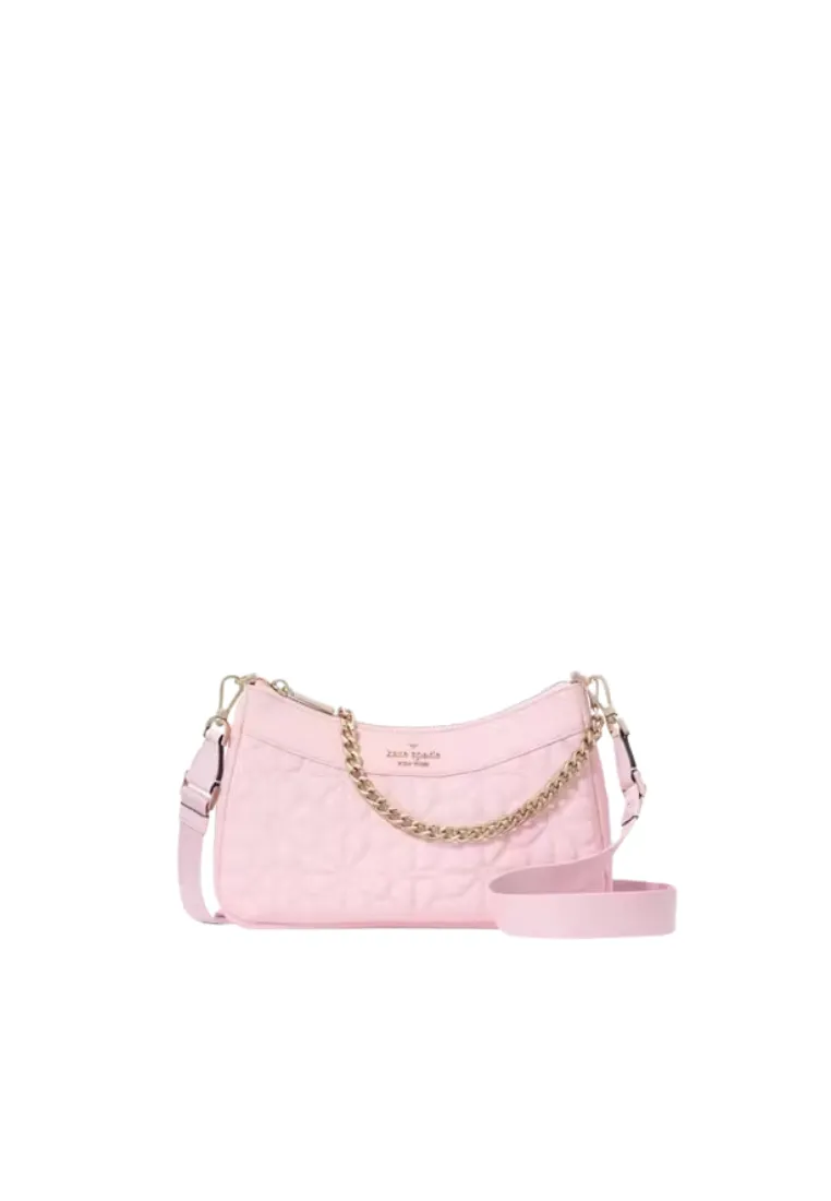 ( PREORDER ) Kate Spade Spade Flower Quilted Fabric Crossbody Bag In Pink Horizon KK077