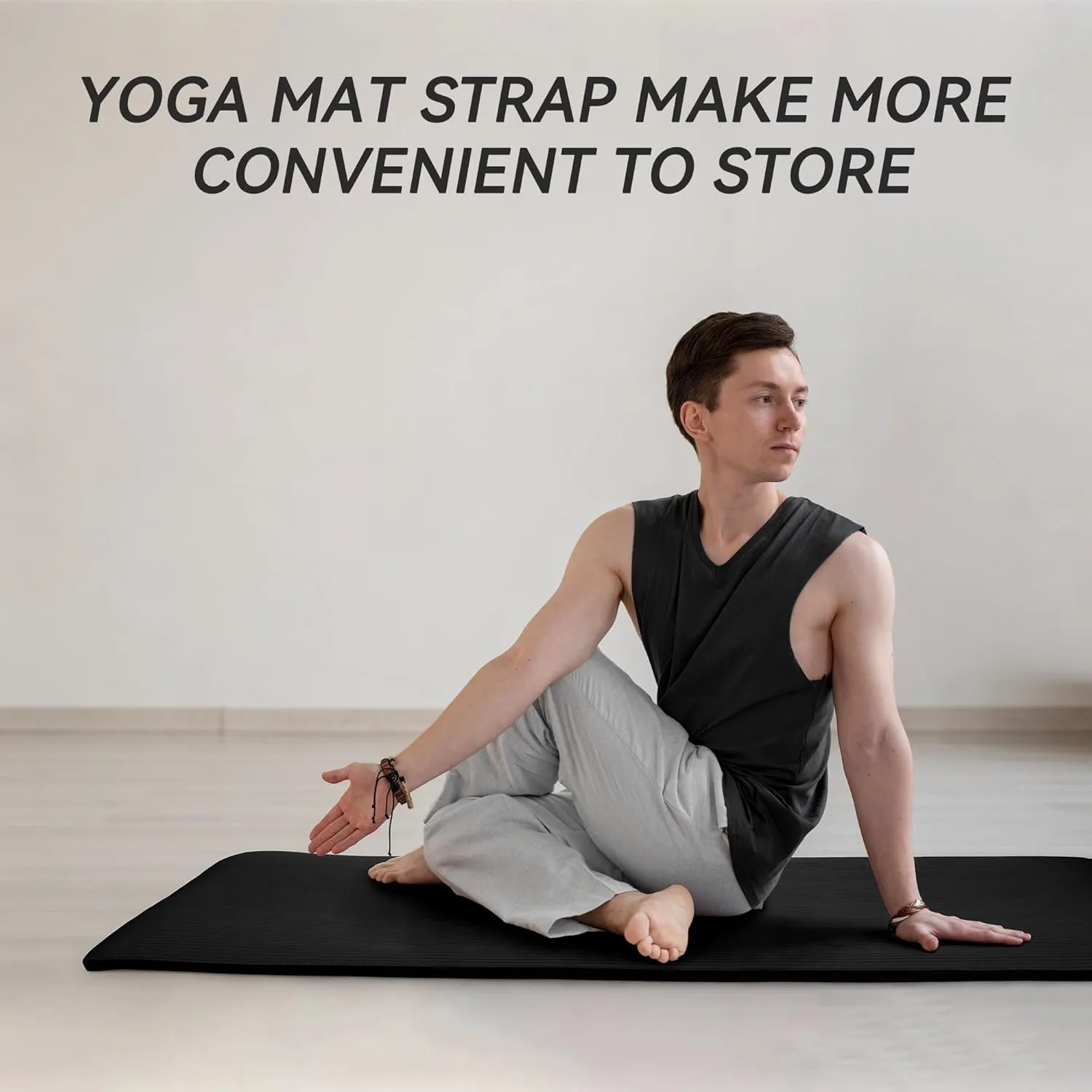 1 Inch Yoga Mat Thick Exercise Workout Mat with Extra Carry Strap Non-slip Fitness Mat Gym Pilates Mat for Stretching & Floor Home Workout Outdoor Training