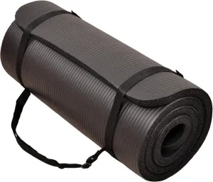 1 Inch Yoga Mat Thick Exercise Workout Mat with Extra Carry Strap Non-slip Fitness Mat Gym Pilates Mat for Stretching & Floor Home Workout Outdoor Training