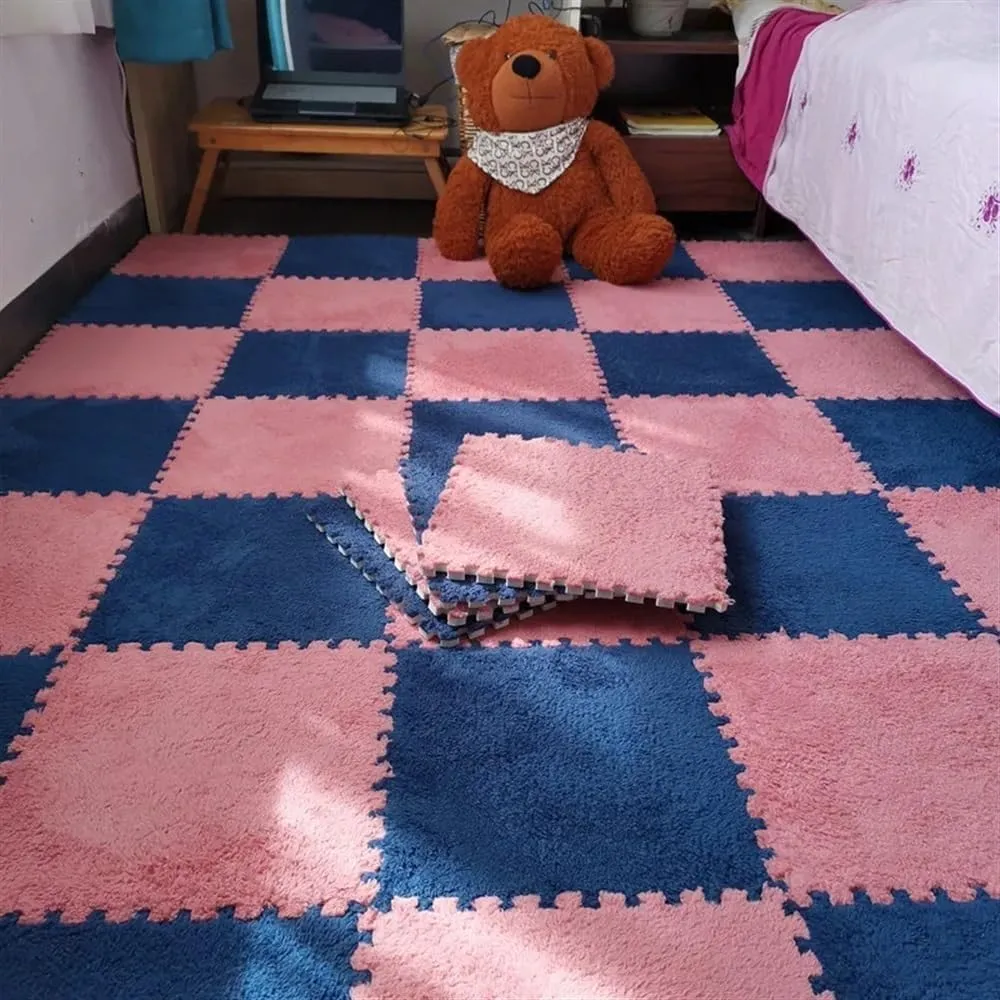 10pcs Room Bedroom Soft Patchwork Mat Magic Cube Slip-Resistant Carpet for Outdoor Toys, Playroom, Deck, Patio, Basement Home Gym(Beige)