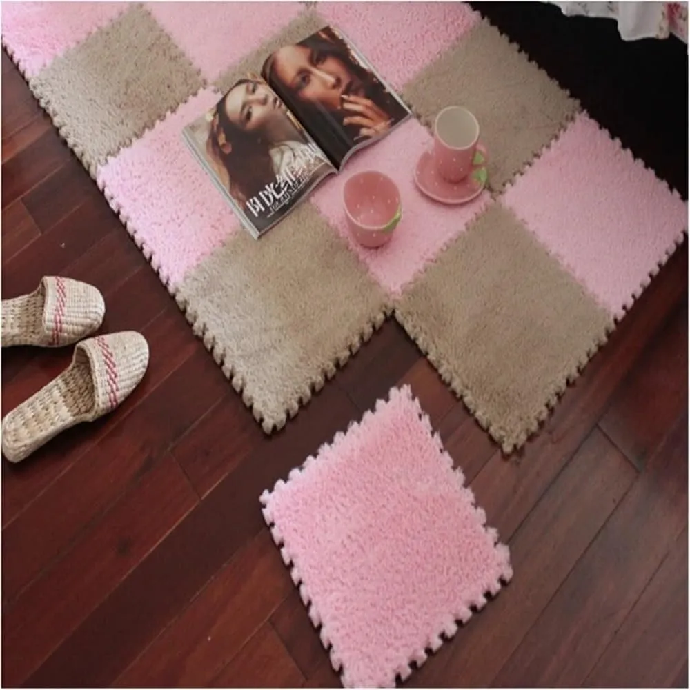 10pcs Room Bedroom Soft Patchwork Mat Magic Cube Slip-Resistant Carpet for Outdoor Toys, Playroom, Deck, Patio, Basement Home Gym(Beige)