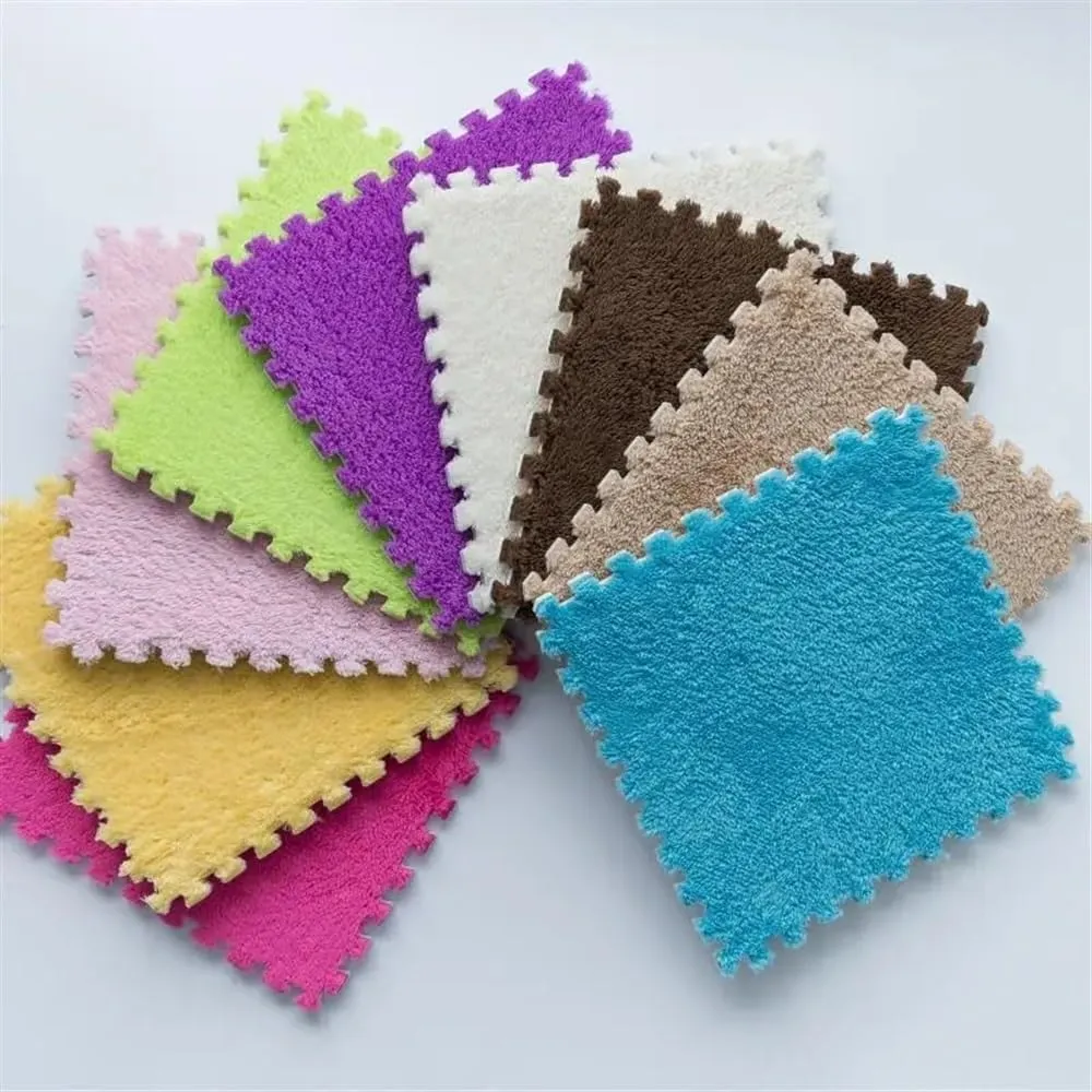 10pcs Room Bedroom Soft Patchwork Mat Magic Cube Slip-Resistant Carpet for Outdoor Toys, Playroom, Deck, Patio, Basement Home Gym(Beige)