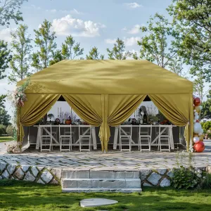 10x20 Pop Up Canopy Tent with 6 Sidewall - One-Button Instant Setup, Heavy-Duty 210D Oxford Fabric & Rust-Proof Frame - 3 Adjustable Heights, Roller Bag, 6 Sandbags - UV Protection for Beach, Party