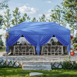10x20 Pop Up Canopy Tent with 6 Sidewall - One-Button Instant Setup, Heavy-Duty 210D Oxford Fabric & Rust-Proof Frame - 3 Adjustable Heights, Roller Bag, 6 Sandbags - UV Protection for Beach, Party