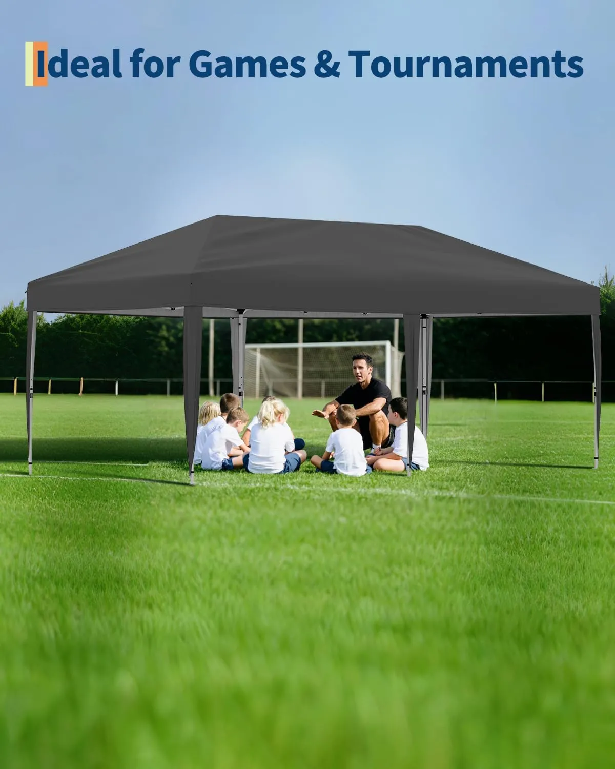 10x20 Pop Up Canopy Tent with 6 Sidewall - One-Button Instant Setup, Heavy-Duty 210D Oxford Fabric & Rust-Proof Frame - 3 Adjustable Heights, Roller Bag, 6 Sandbags - UV Protection for Beach, Party