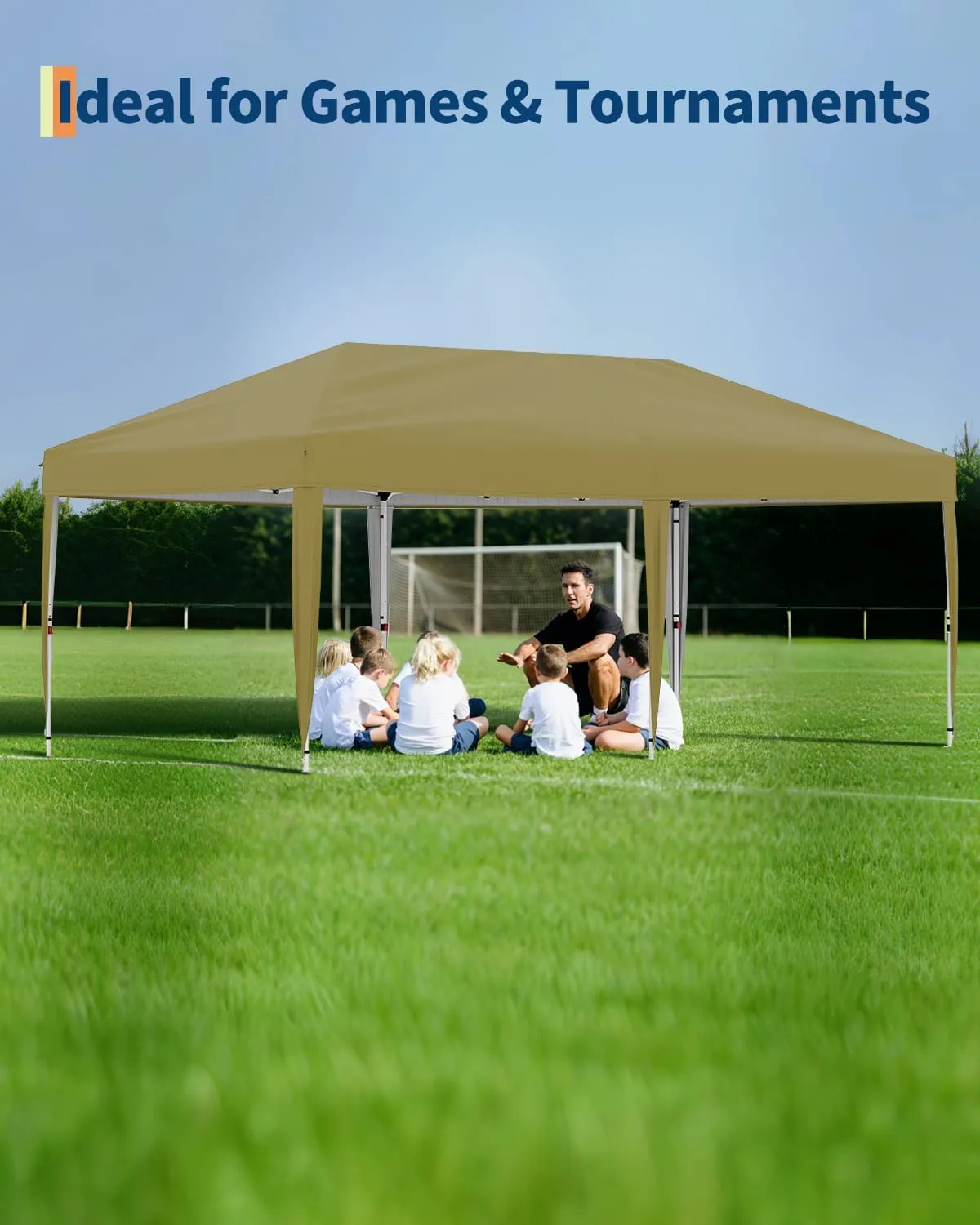 10x20 Pop Up Canopy Tent with 6 Sidewall - One-Button Instant Setup, Heavy-Duty 210D Oxford Fabric & Rust-Proof Frame - 3 Adjustable Heights, Roller Bag, 6 Sandbags - UV Protection for Beach, Party