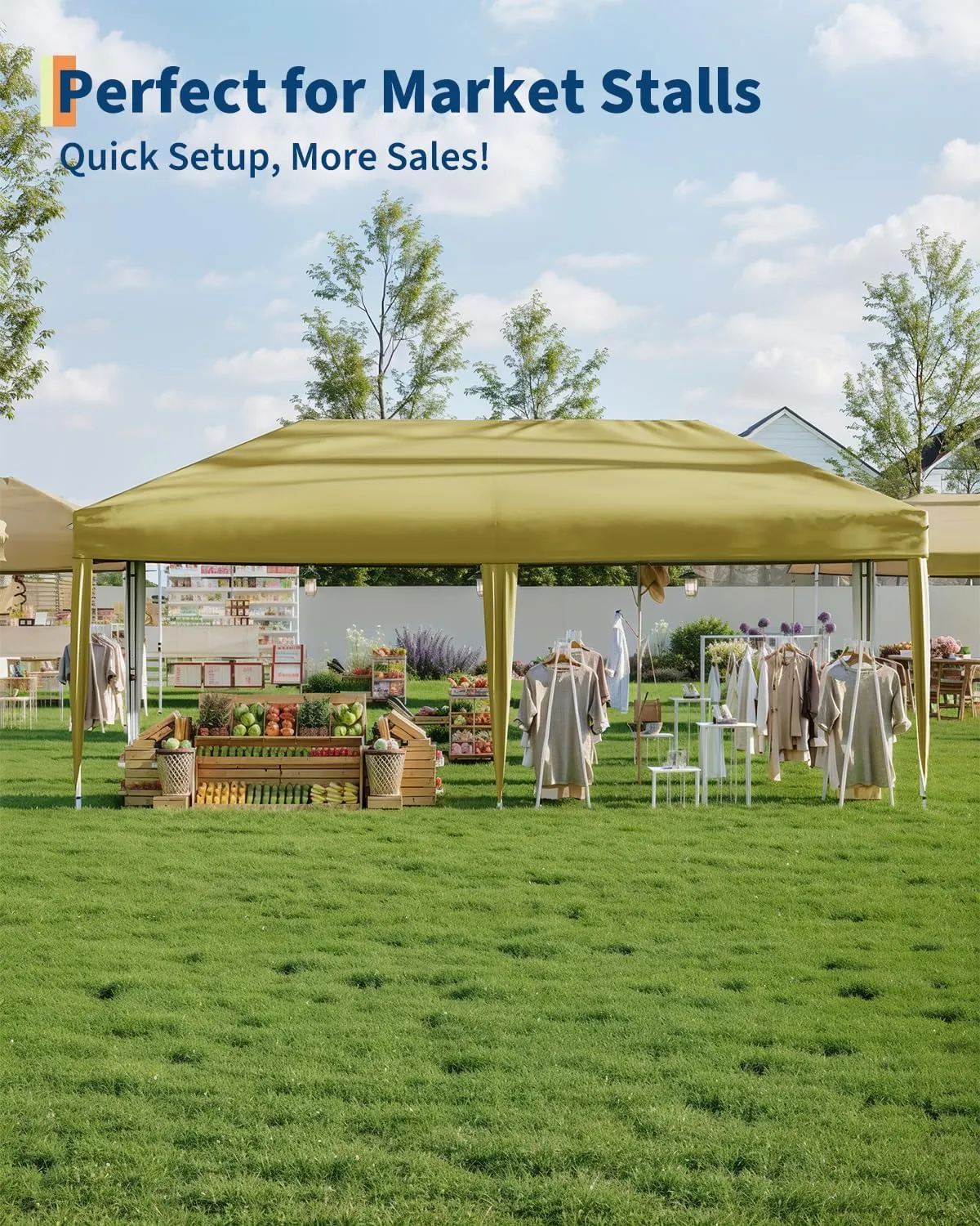 10x20 Pop Up Canopy Tent with 6 Sidewall - One-Button Instant Setup, Heavy-Duty 210D Oxford Fabric & Rust-Proof Frame - 3 Adjustable Heights, Roller Bag, 6 Sandbags - UV Protection for Beach, Party