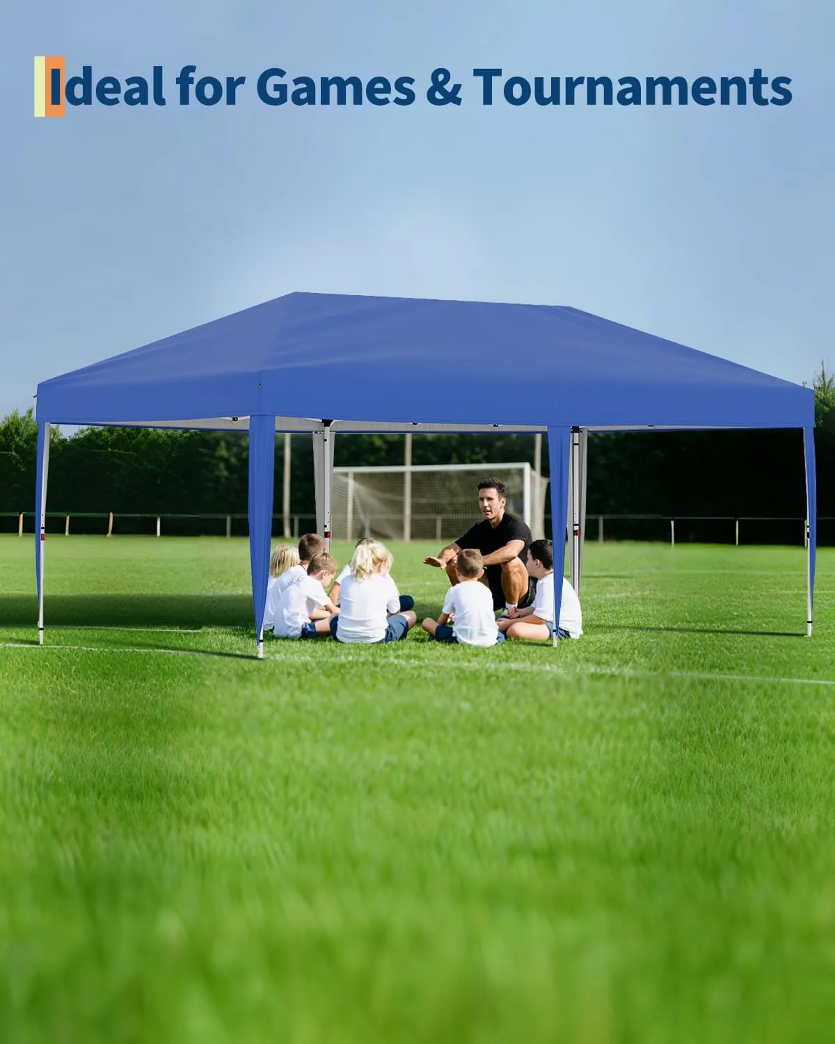 10x20 Pop Up Canopy Tent with 6 Sidewall - One-Button Instant Setup, Heavy-Duty 210D Oxford Fabric & Rust-Proof Frame - 3 Adjustable Heights, Roller Bag, 6 Sandbags - UV Protection for Beach, Party