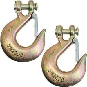 1/2” Grade 70 Forged Clevis Slip Hook with Safety Latch, 45,200lbs Breaking Strength, for Chain Hooks, Transport and Towing Trucks (2 - Pack)