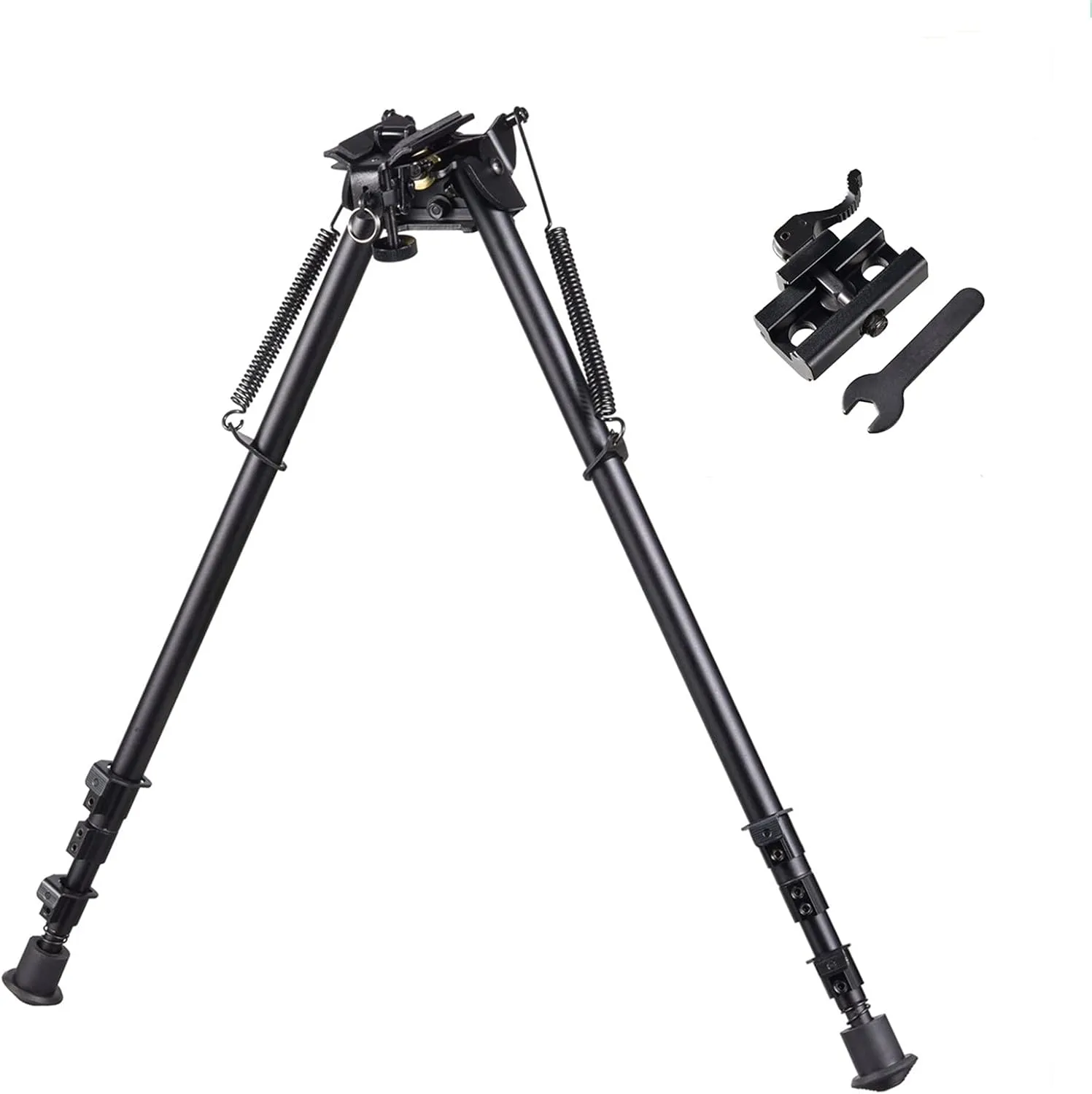 13-27 inch Long Range Hinged Base Swivel Model Rifle Bipod High Shockproof Shooting Pivot Rotating Bi-pod with QD Adapter