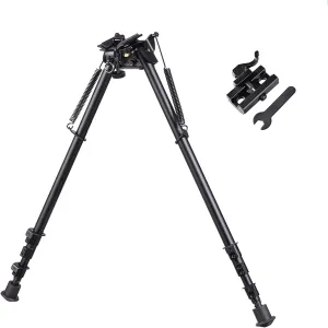 13-27 inch Long Range Hinged Base Swivel Model Rifle Bipod High Shockproof Shooting Pivot Rotating Bi-pod with QD Adapter