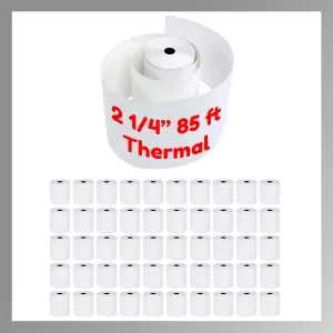 2 1/4" x 85' Thermal Receipt Paper 50 Rolls Printer Rolls 2.25 inch x 85 ft Compatible with Clover Mini Mobile Square POS System Credit Card Machine Calculators (50 Rolls)