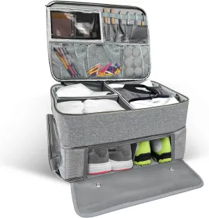 2 Layer Golf Trunk Organizer for Car,Waterproof Storage Bag,Ventilated Shoe Compartment,Pocket for Balls,Tees & Gloves.Golf Trunk Organizer for Men,Golf Storage,Golf Gadgets for Men and Golf organizer