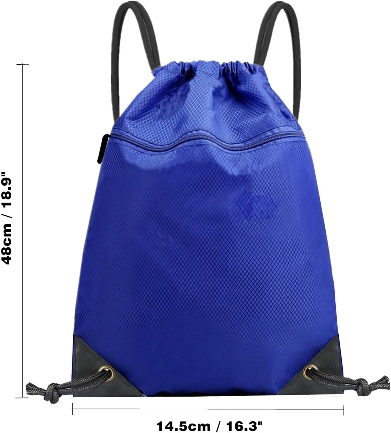2 Pack Gym Drawstring Bags with Front Pocket, Sports Drawstring Backpack String Bag, Waterproof Draw String Back Sack, Cinch Bags for Women Men Sports,Gym, Travel, Swimming, Beach (Royal Blue)