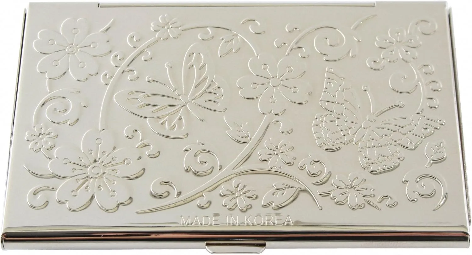 2024 Chinese Lunar New Year Zodiac Blue Dragon Mother of Pearl Design RFID Blocking Protection Business Card Case, Credit Card Holder, Metal Name Card Case Slim Purse Pocket Cash Money Wallet