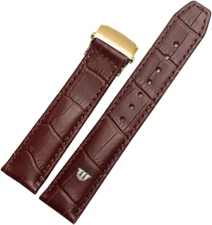 20mm 22mm Genuine Leather Watch Strap， For Watchband Folding Buckle Leisure Business Cow Leather Bracelet