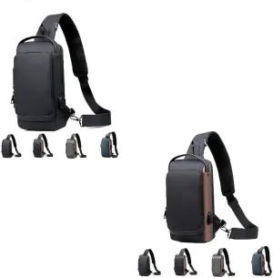 2PCS Carbon Fiber Streamline Anti-Theft Sling Bag, USB Charging Sport Sling Anti-Theft Shoulder Bag (D,M)