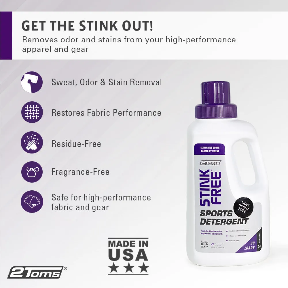 2Toms StinkFree, Sports Detergent, 30oz, 12 CT with Display Case
