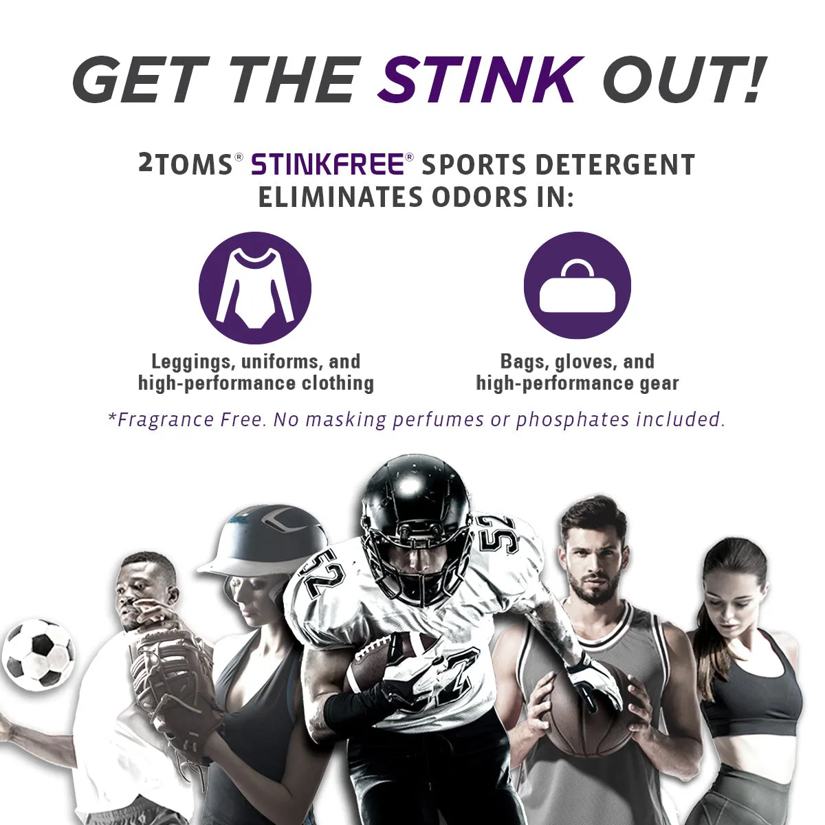 2Toms StinkFree, Sports Detergent, 30oz, 12 CT with Display Case