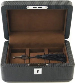 3-Slot Watch Box with Removable Pillow Display Case Synthetic Leather Black