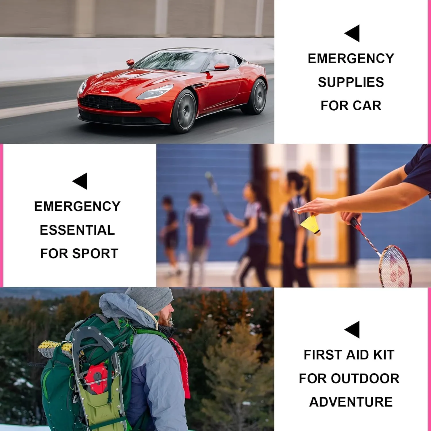 305Pcs Car First Aid Kit Refill Supplies for Business Home First Aid Emergency Kits for Office Business Compact Lovely Bag for Outdoor Activities Skating Boating