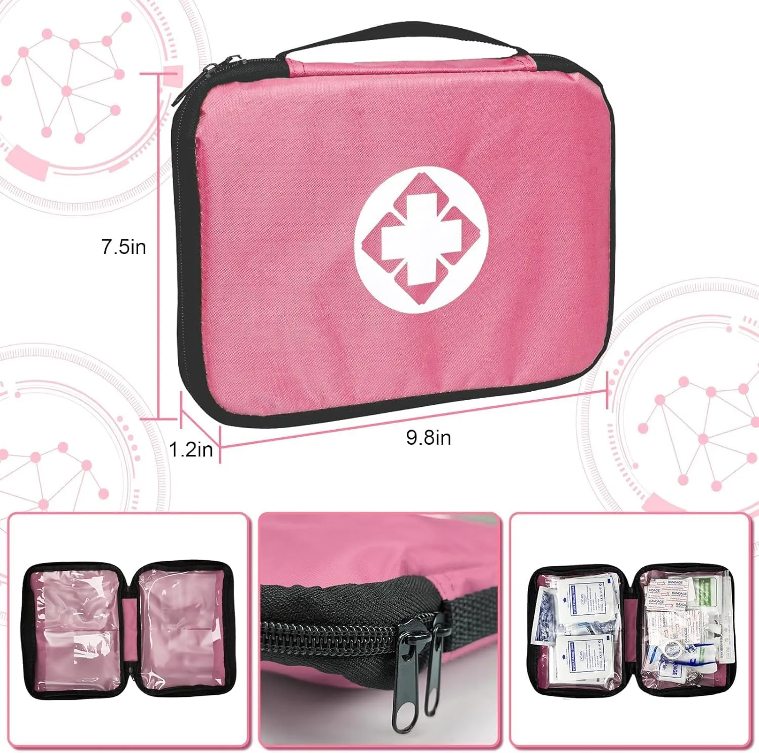 305Pcs Car First Aid Kit Refill Supplies for Business Home First Aid Emergency Kits for Office Business Compact Lovely Bag for Outdoor Activities Skating Boating