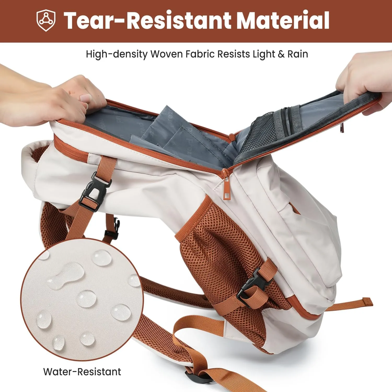 35L Travel Backpack | 180° All-Open Design | Multi-Pockets | Airline Approved Carry on | Backpack Fits 15.6 inch Laptop | Waterproof | USB Charging Port | Expandable Storage for Clothes, Cream
