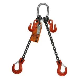 3/8" x 4' Adjustable Type-A Two Leg Bridle Chain Sling | 15,200 Lbs. WLL | Sling Hook-to-Grab Hook | Grade 100 Alloy | 3/4" Master Link | for Tough Conditions | Hanes Supply (HSI)