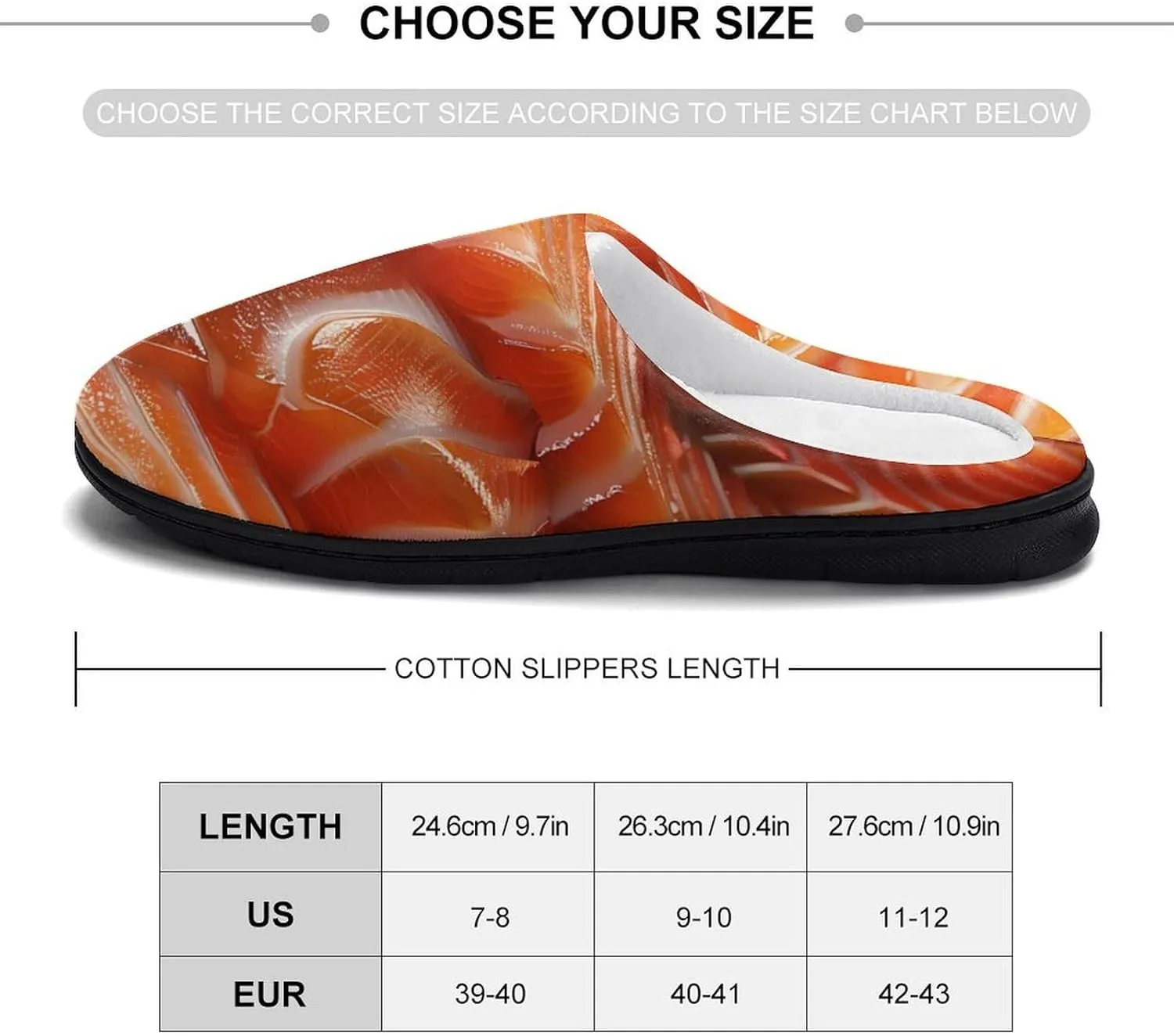 3D Funny Realistic Food Salmon Sushi Cotton Slippers for Women Warm Slippers Anti Slip House Shoes