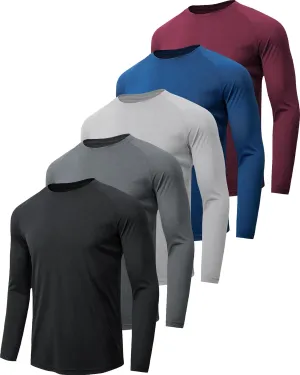 4-7 Pack Long Sleeve Shirts for Men Quick Dry Moisture Wicking Mens Long Sleeve Tee Shirts Workout T Shirts