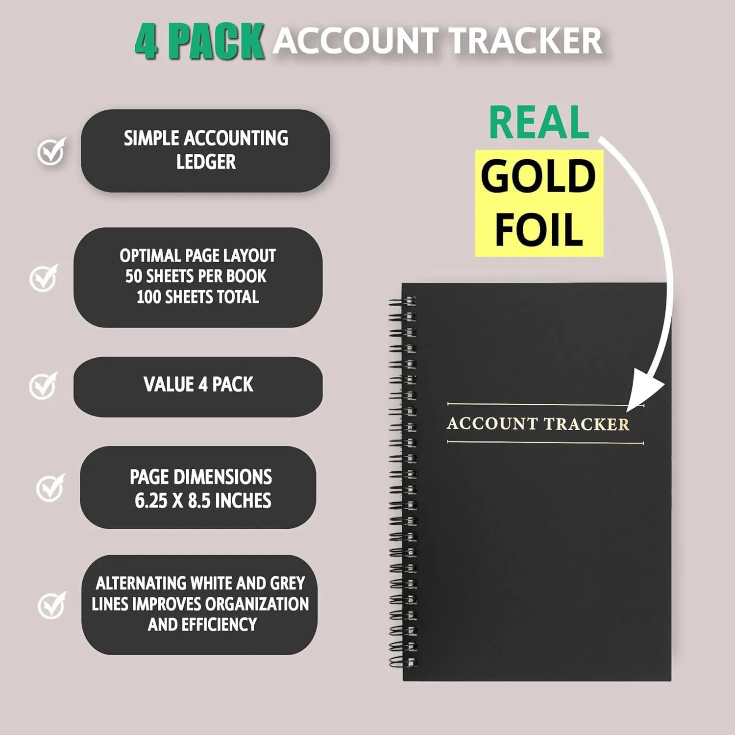 4 Pack Expense Tracker Ledger Book- Finance Book for Home Budget Tracking, Business Bookkeeping -Home Budget notebook, Finance Planner- Expense Ledger for Small Business Bookkeeping (100 Pages 4 Pack)