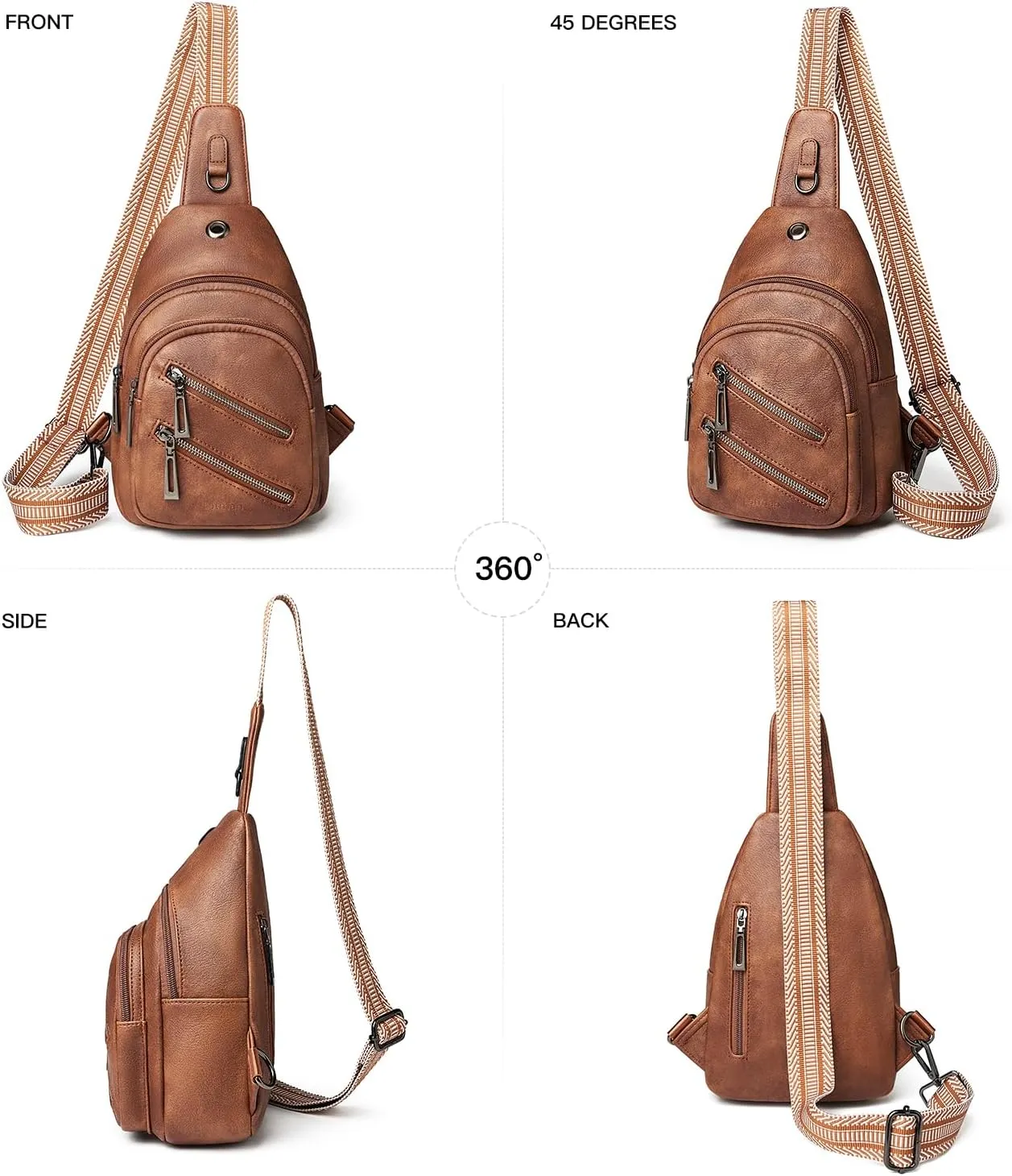 7L Sling Bag For Women Men Crossbody Shoulder Tote Blet Bags Backpack Fanny Pack Travel Purse Faux Leather