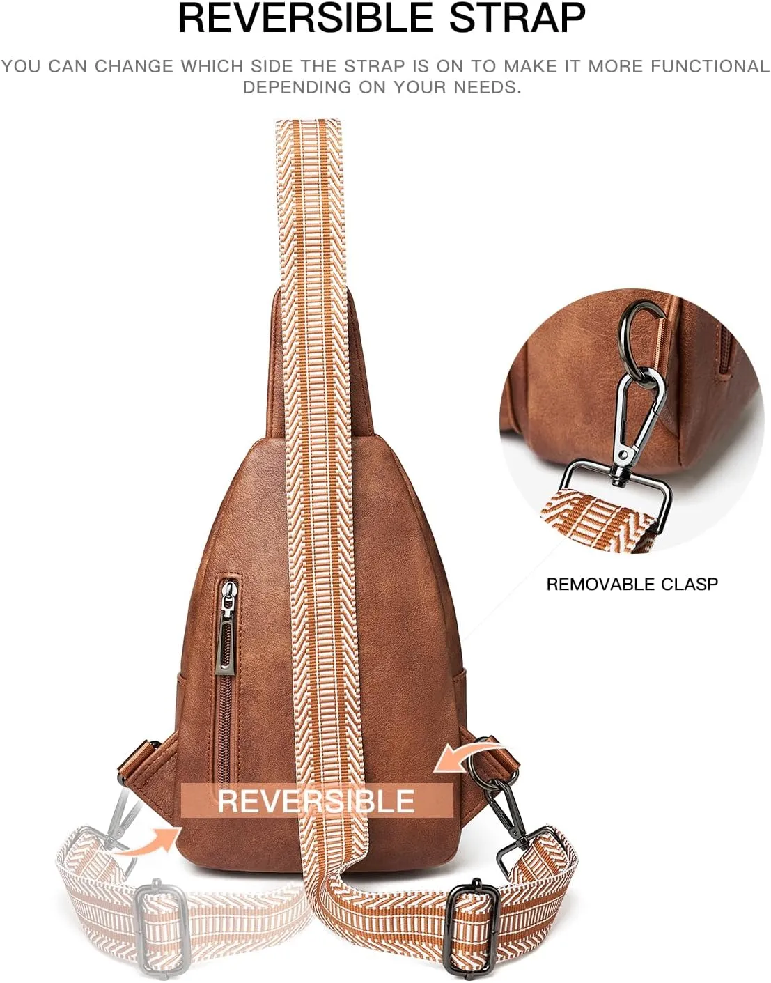 7L Sling Bag For Women Men Crossbody Shoulder Tote Blet Bags Backpack Fanny Pack Travel Purse Faux Leather