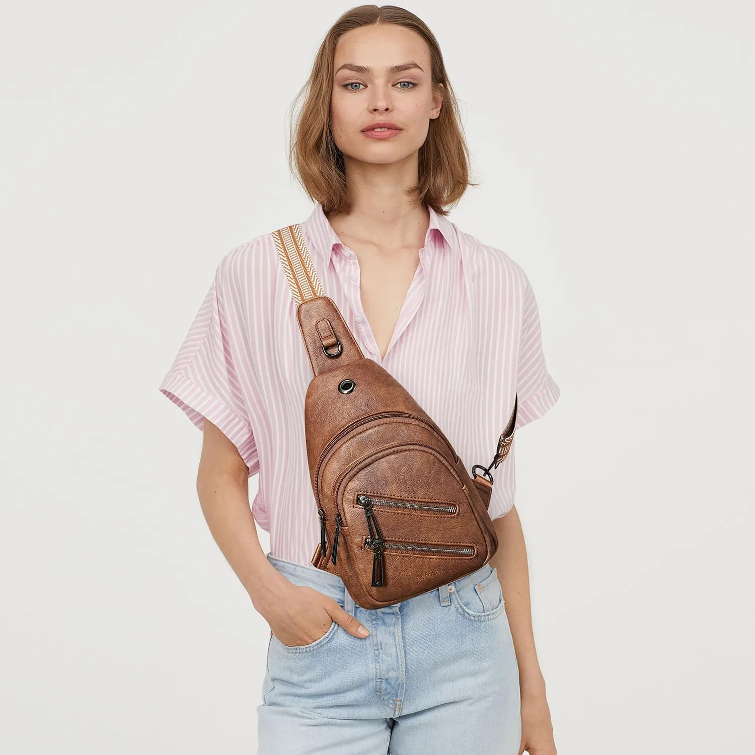 7L Sling Bag For Women Men Crossbody Shoulder Tote Blet Bags Backpack Fanny Pack Travel Purse Faux Leather