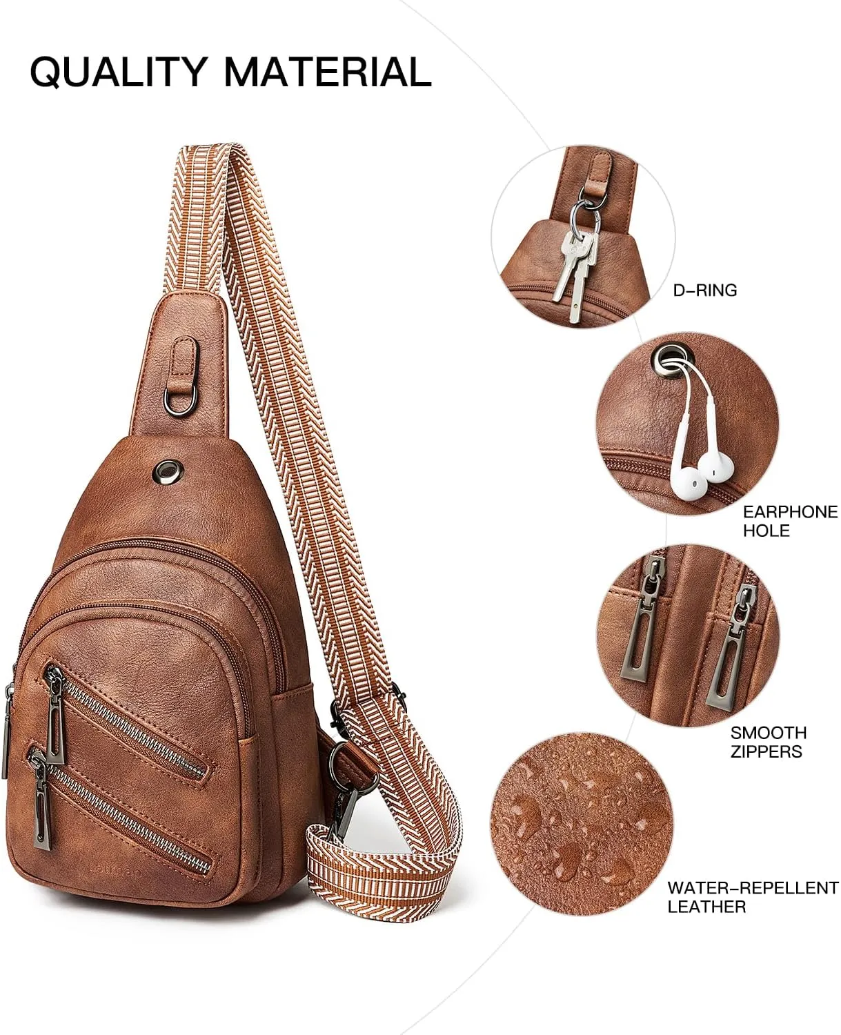 7L Sling Bag For Women Men Crossbody Shoulder Tote Blet Bags Backpack Fanny Pack Travel Purse Faux Leather