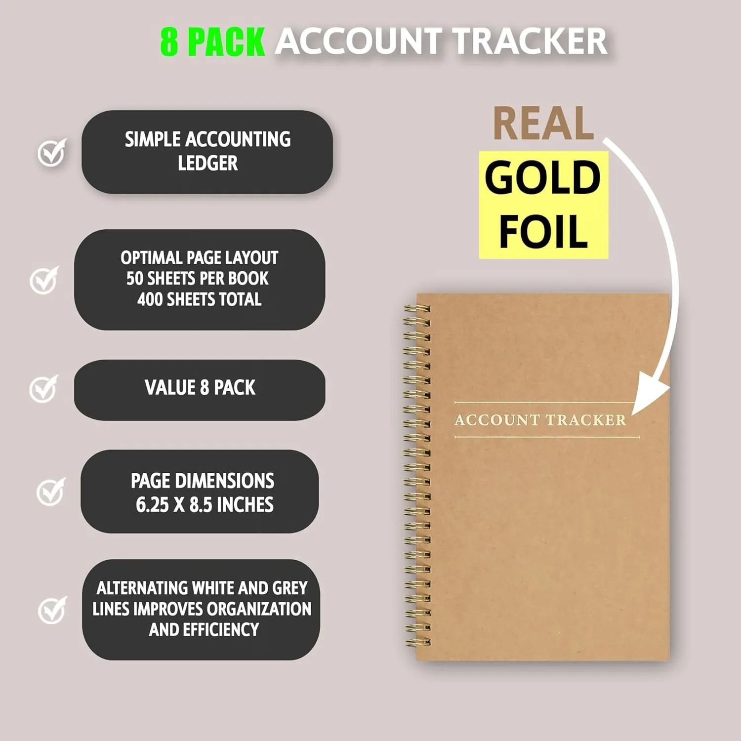 8 Pack Accounting Ledger Books for Home Budget Tracking, Business Bookkeeping - Home Expense Tracking Notebook - Expense Ledger for Small Business Bookkeeping - Bookkeeping Book (100 Pages 8 Pack)