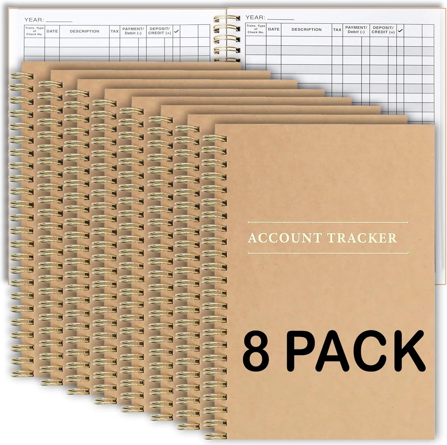 8 Pack Accounting Ledger Books for Home Budget Tracking, Business Bookkeeping - Home Expense Tracking Notebook - Expense Ledger for Small Business Bookkeeping - Bookkeeping Book (100 Pages 8 Pack)