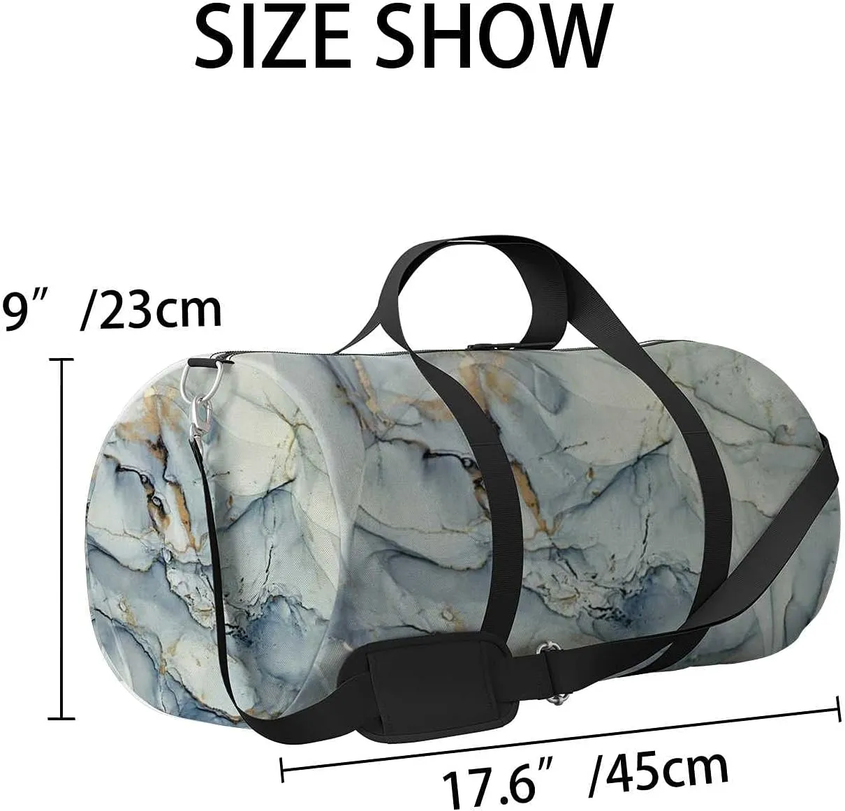 Abstract Marble Fluid Texture Sports Duffel Bag Travel Gym Tote Bags Lightweight Durable Shoulder Strap Waterproof Polyester Outside Mesh Pocket Overnight Trip Duffel Bag for Women Men