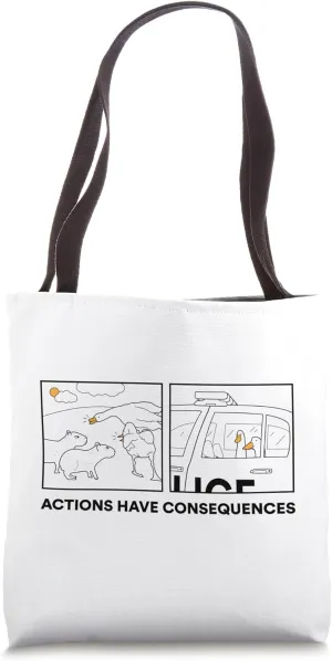Actions Have Consequences novelty meme capybara duck design Tote Bag