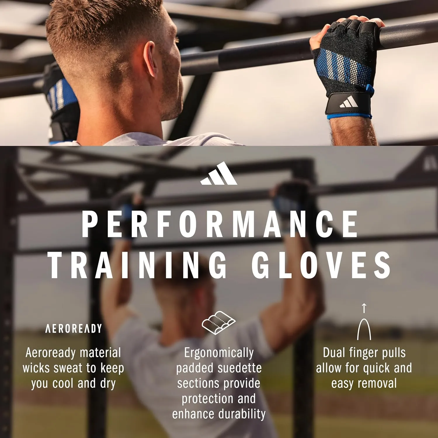 adidas Performance Weightlifting Gloves, Fingerless Aeroready Workout Gloves