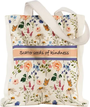 Aesthetic Heavy Canvas Tote Bag with Pocket for Women, Cloth Gusseted Totes Bag with Pattern for Shopping
