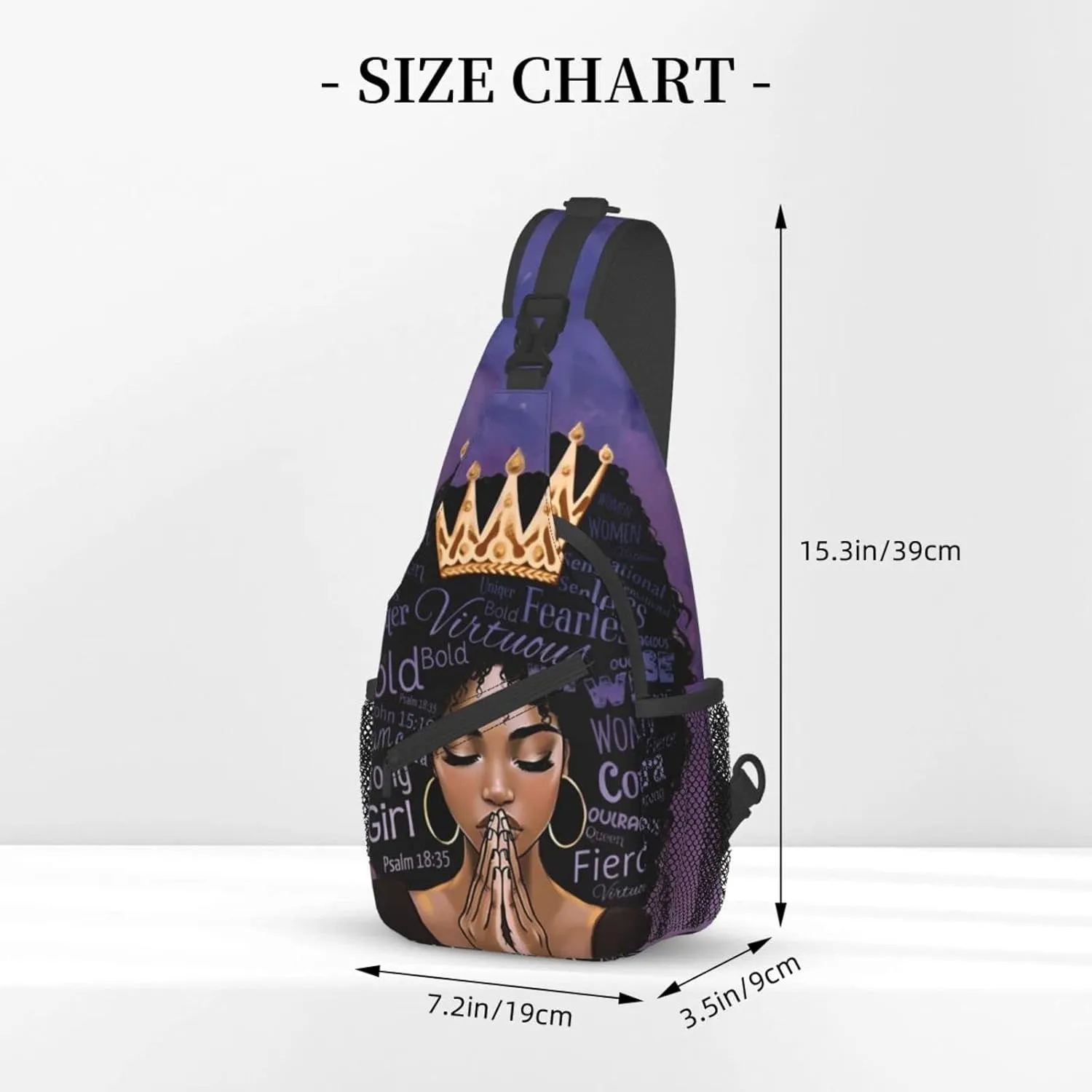 African American women Sling Bag Crossbody Women Men Travel Chest Backpack Leisure Sports Outdoor Running Hiking One Size