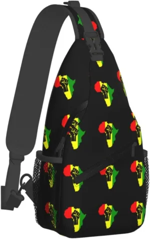 African Black Power Sling Bag Crossbody Backpack Shoulder Casual Daypack Bag for Men Women