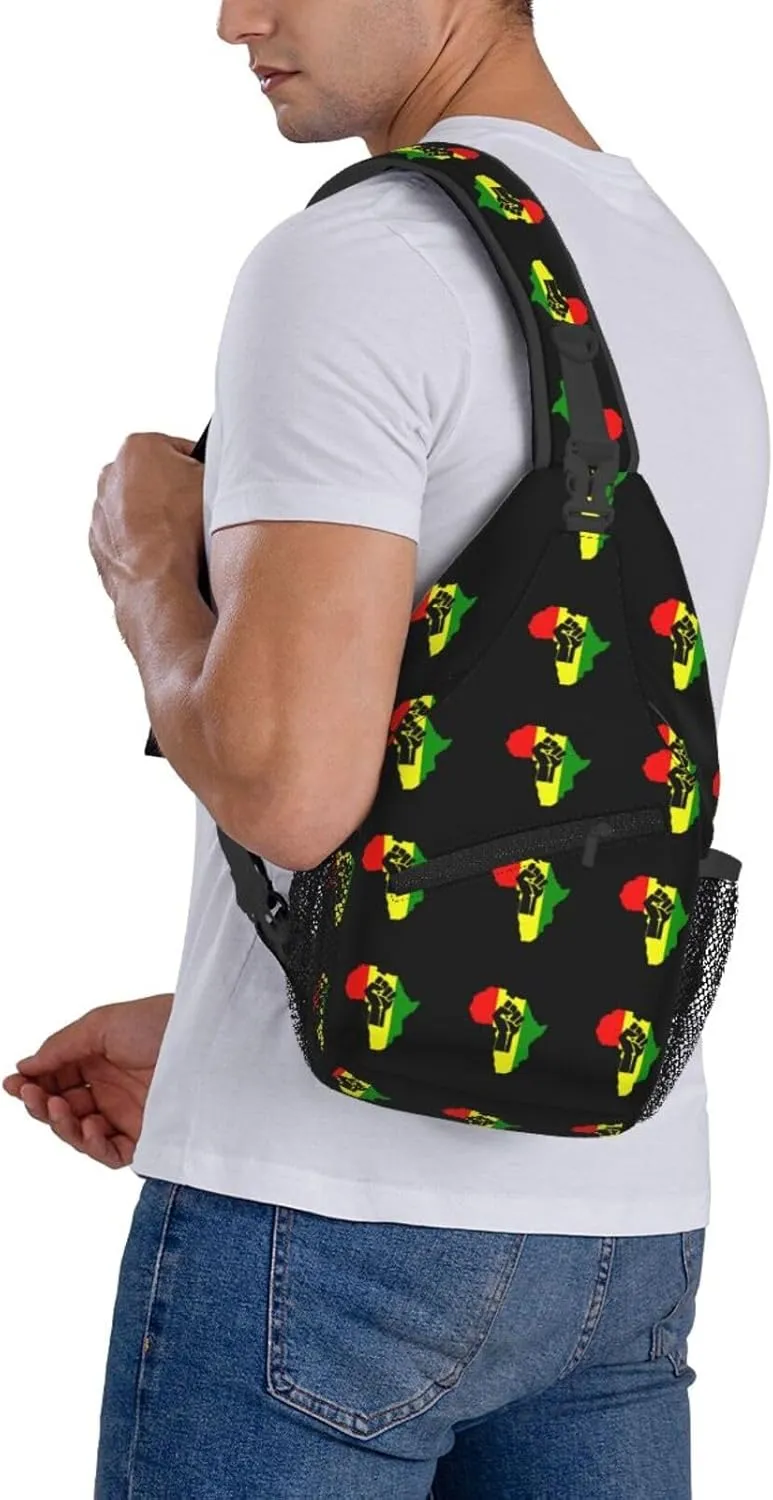 African Black Power Sling Bag Crossbody Backpack Shoulder Casual Daypack Bag for Men Women
