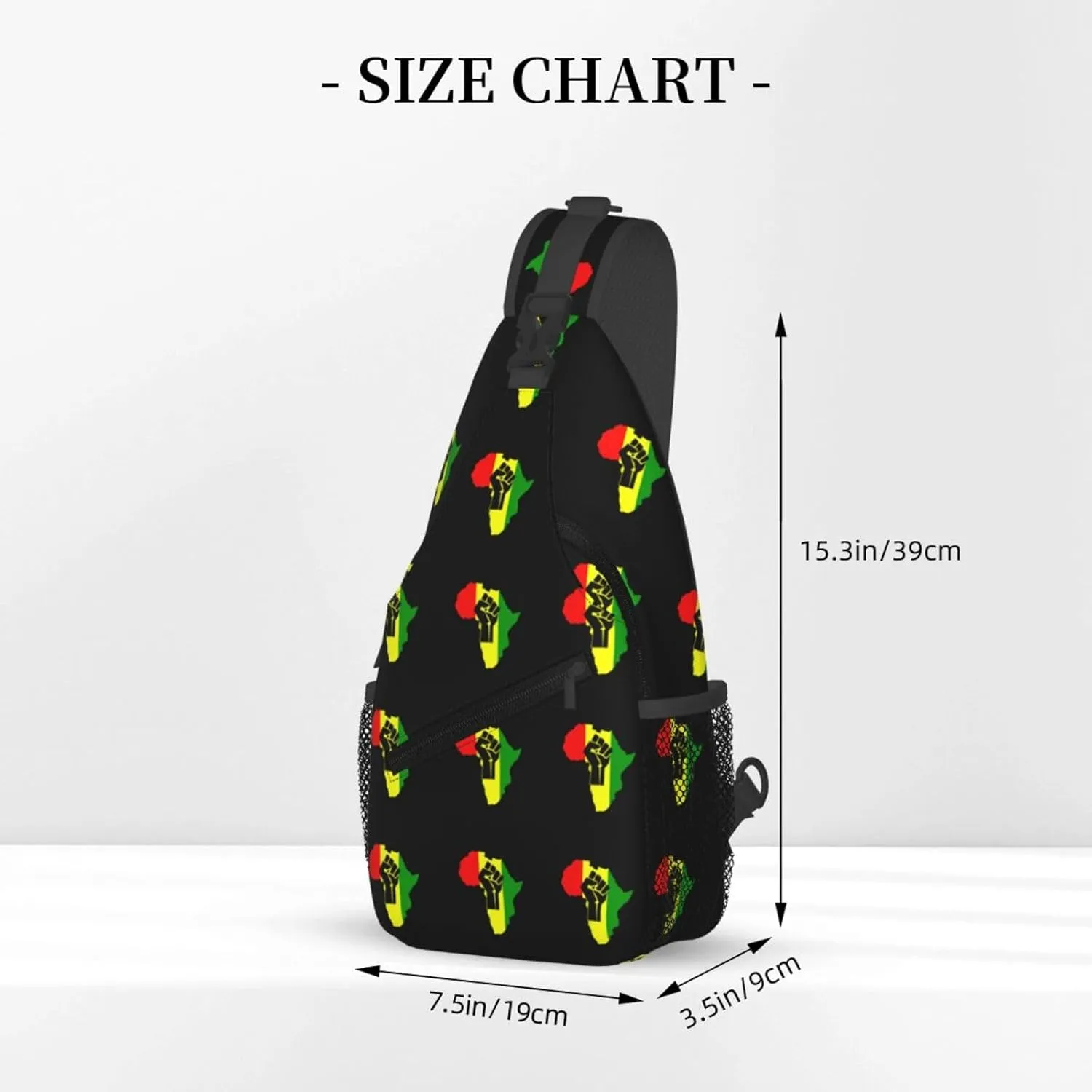 African Black Power Sling Bag Crossbody Backpack Shoulder Casual Daypack Bag for Men Women