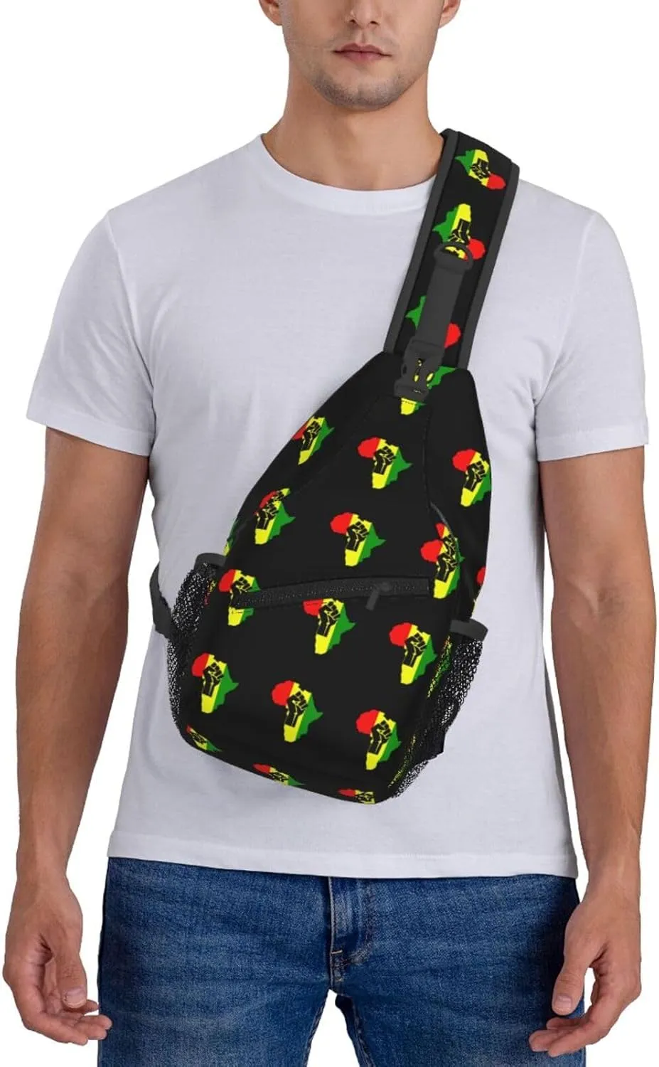 African Black Power Sling Bag Crossbody Backpack Shoulder Casual Daypack Bag for Men Women