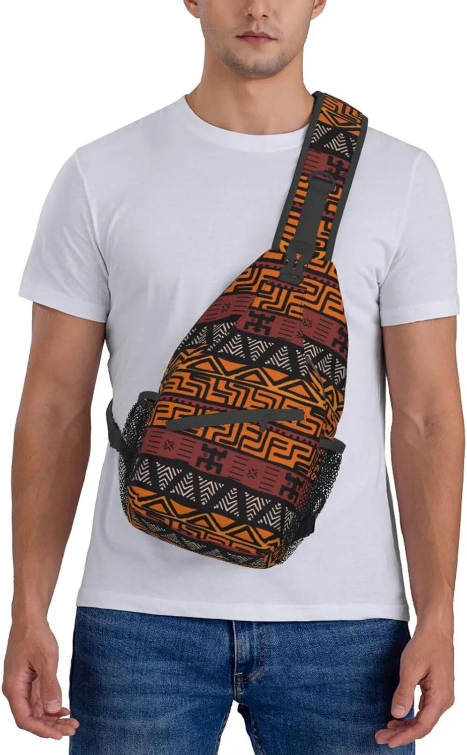 African Crossbody Bag African Art Shoulder Bag Backpack Africa Sling Bag Chest Casual Daypack for Outdoor
