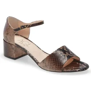 AGL Snake-Embossed Leather Block Heel Open Toe Low Heels (9)