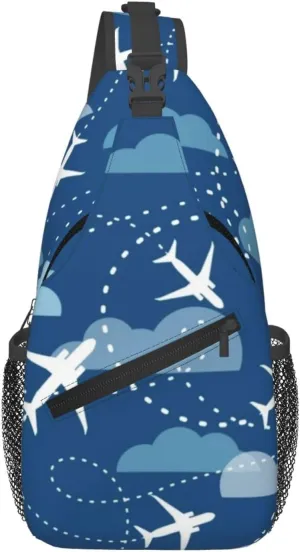 Airplane Aircraft Plane Pattern Men'S Chest Bag Sling Backpack Crossbody Shoulder Bag Travel Hiking Daypack